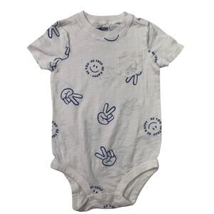 Osh Kosh Baby Boys One Piece Cotton Romper Peace Sign Happy Faces Be True Hippy
